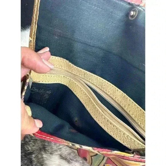 1980’s Emily Ann of‎ Boca Raton Leather clutch  bi fold wallet ethnic geometric - Picture 8 of 9